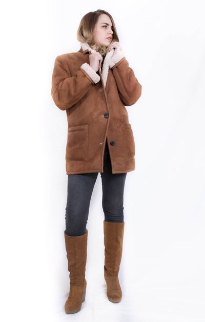 manteau en peau lainee femme