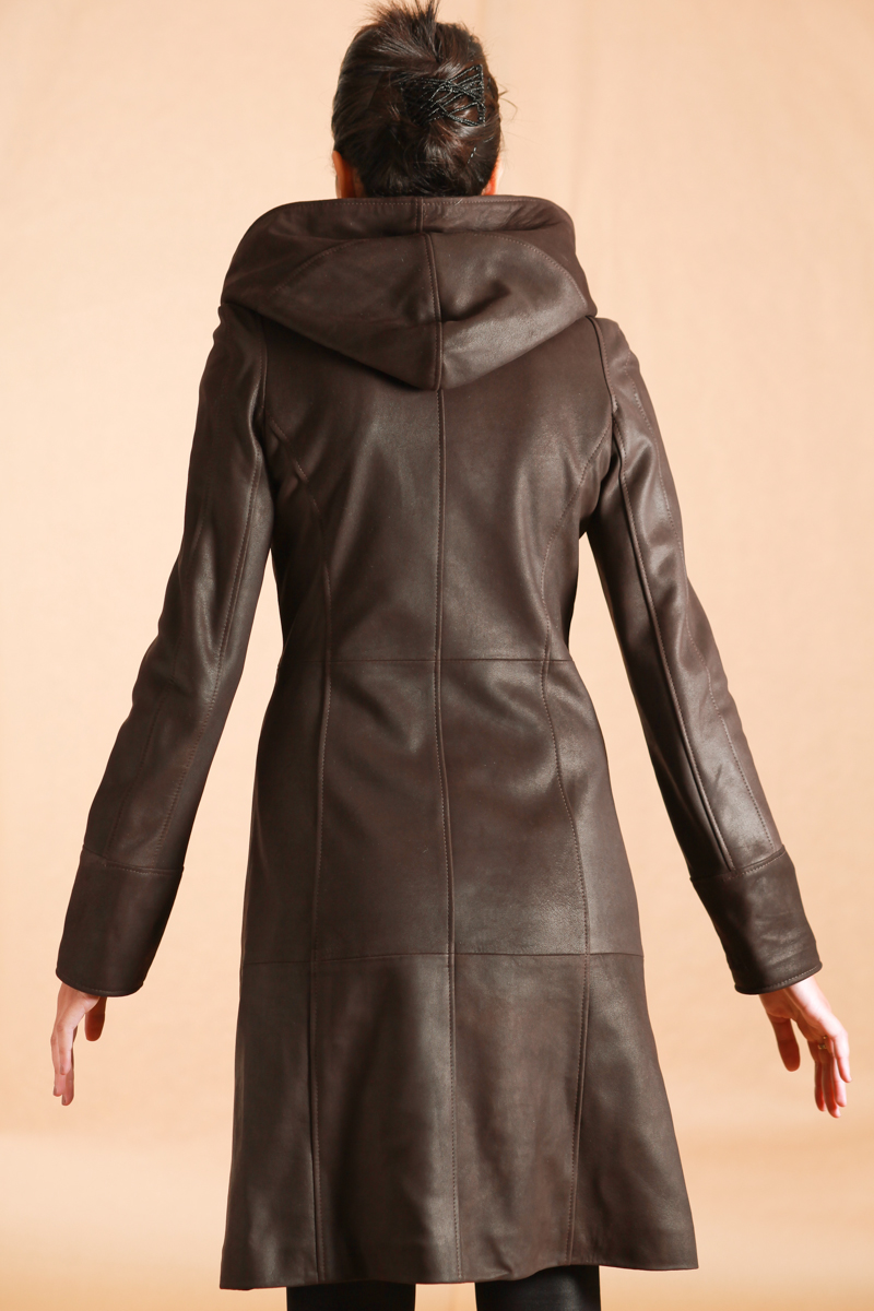 Manteau Long Femme Laura Caswell En Cuir D'agneau Taille 44/46 - Noir, état Comme Neuf, Style élégant