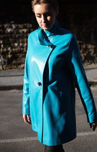 Veste En Cuir Femme Designer Pino Covino Italy - Taille 48 (16) - Marron Foncé - Occasion Très Bon état