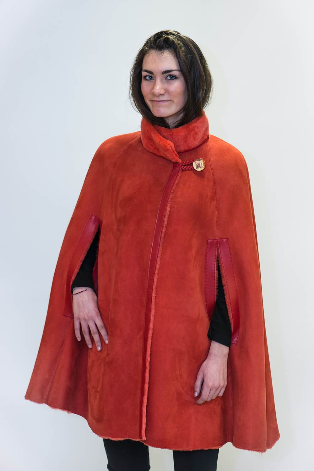 Cape Patchwork En Cuir D'agneau Marron J. Sébastien Vassal Taille M - Neuve Sans étiquettes