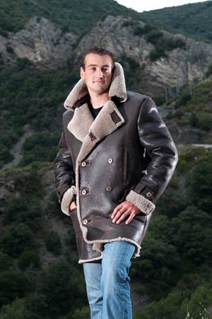 manteau en peau lainée homme