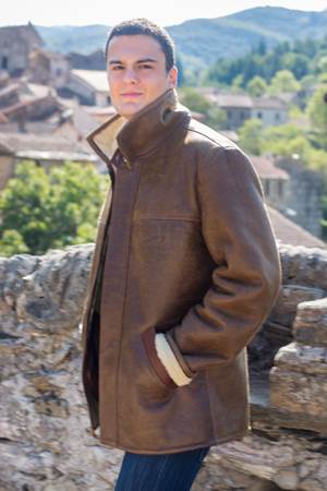 manteau homme en mouton retourné